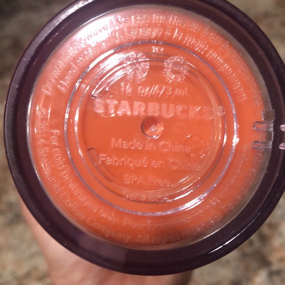 Lot of 2 STARBUCKS acrylic, tumblers w/lids & straws. 16oz Orange & 20oz clear - Picture 3 of 8